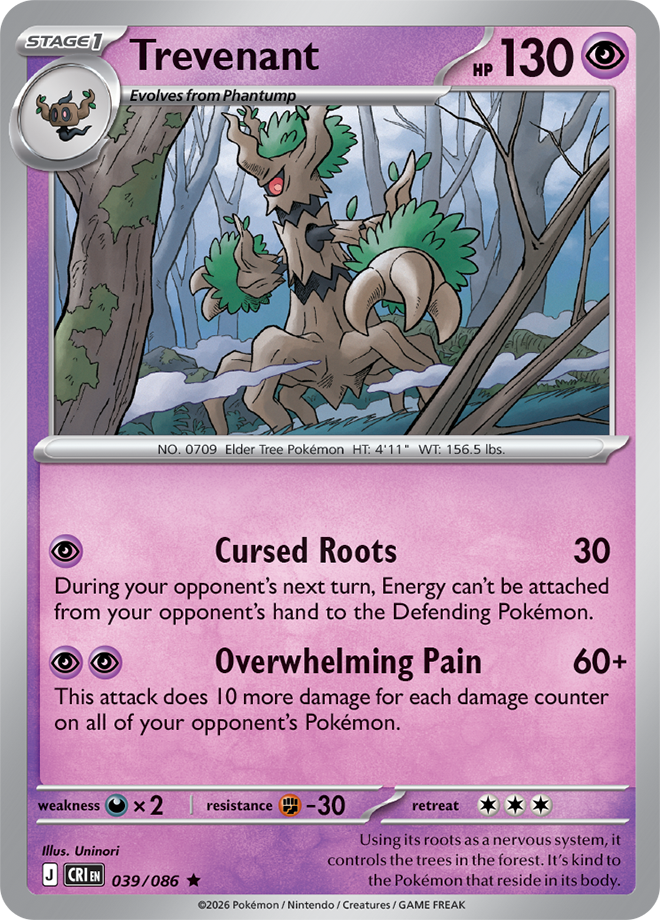 039/086 Trevenant Chaos Rising Pokemon card
