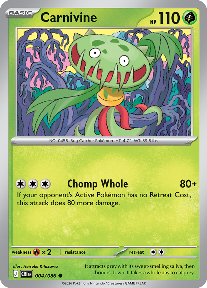 004/086 Carnivine Chaos Rising Pokemon card