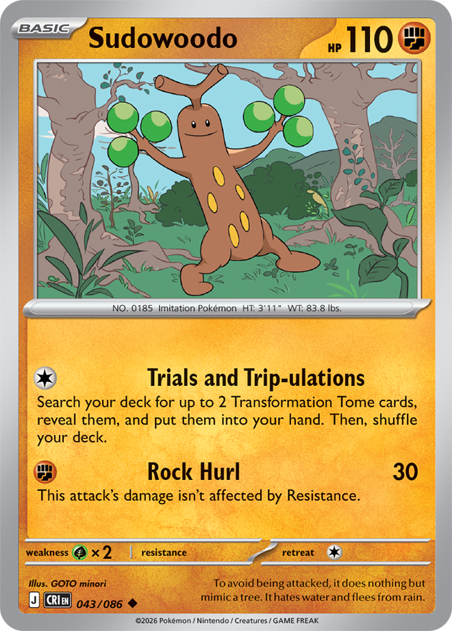 043/086 Sudowoodo Chaos Rising Pokemon card