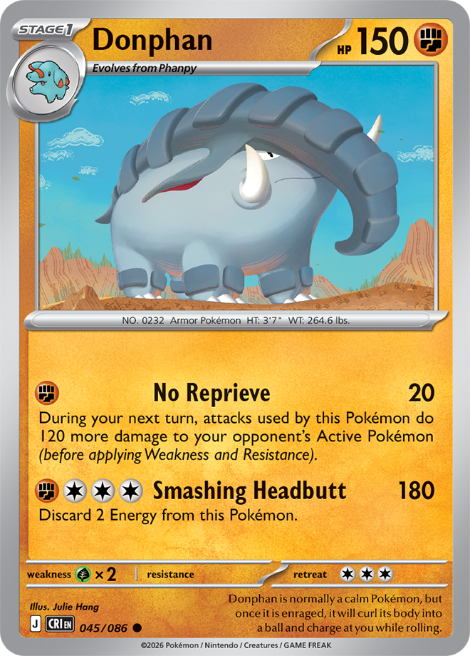 045/086 Donphan Chaos Rising Pokemon card