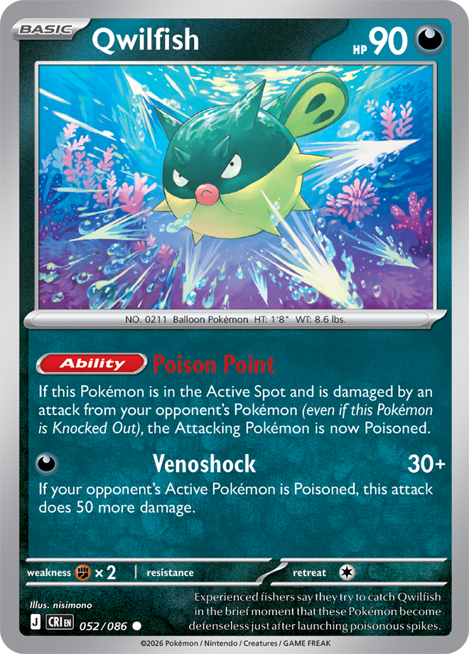 052/086 Qwilfish Chaos Rising Pokemon card