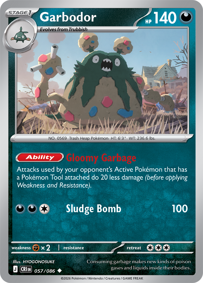 057/086 Garbodor Chaos Rising Pokemon card