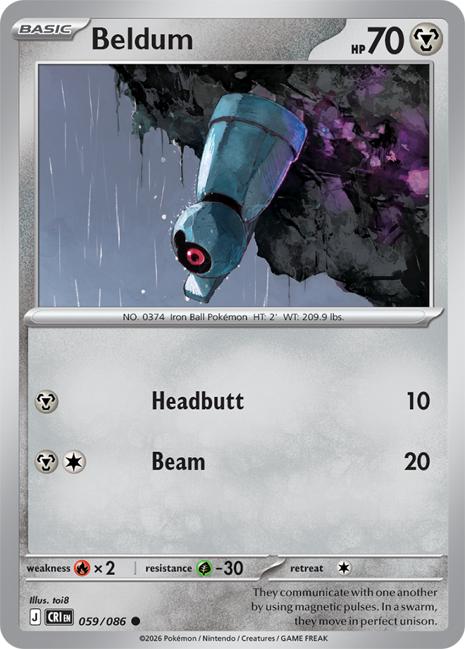 059/086 Beldum Chaos Rising Pokemon card