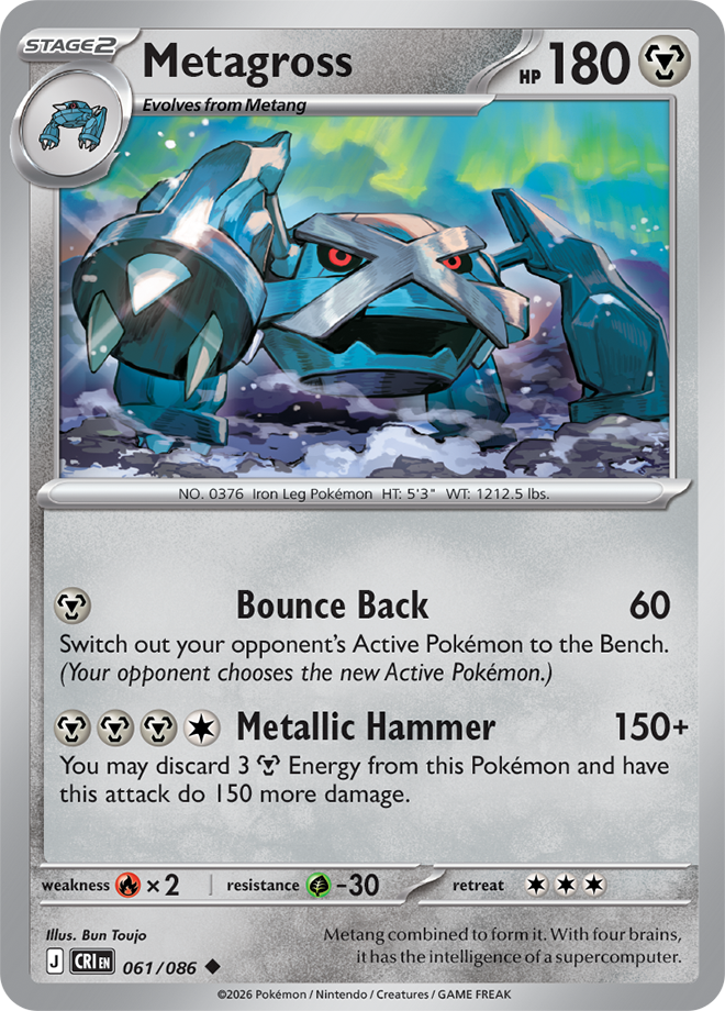 061/086 Metagross Chaos Rising Pokemon card