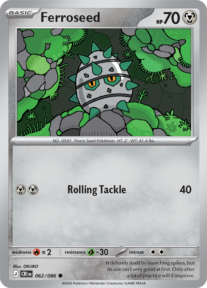 062/086 Ferroseed Chaos Rising Pokemon card