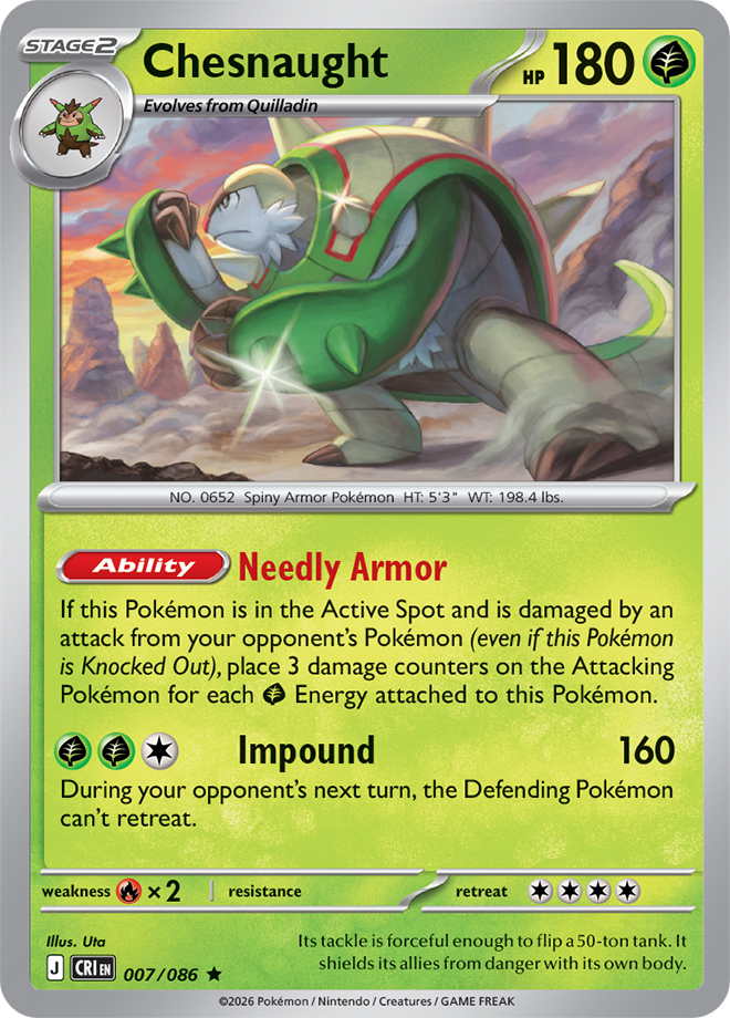 007/086 Chesnaught Chaos Rising Pokemon card