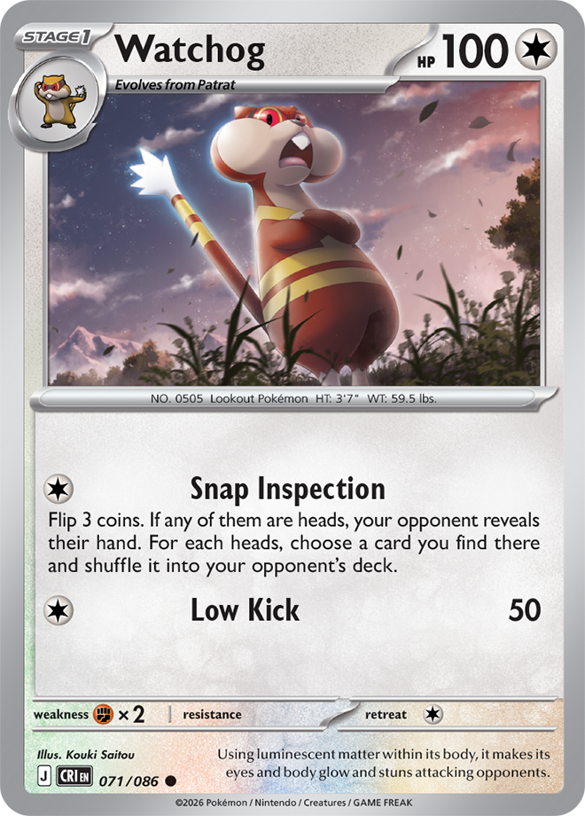 071/086 Watchog Chaos Rising Pokemon card