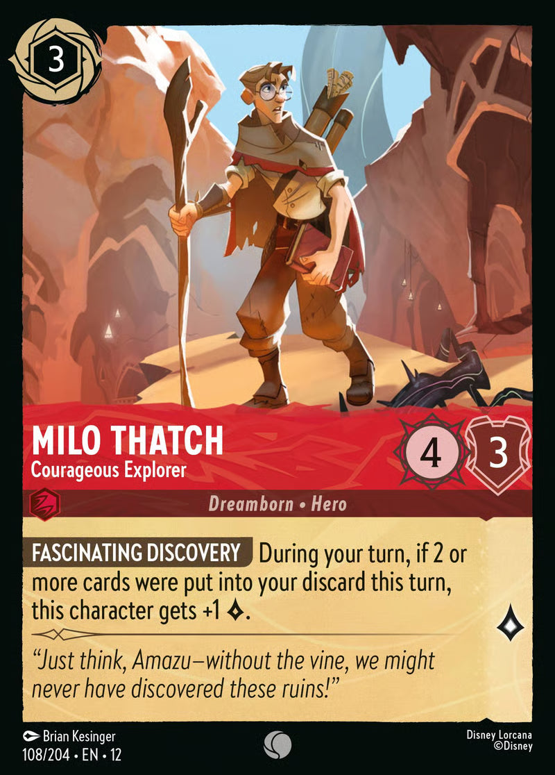 108/204 Milo Thatch – Courageous Explorer – Disney Lorcana Wilds Unknown card