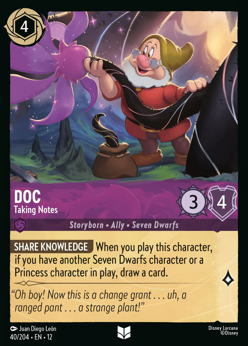 040/204 Doc – Taking Notes – Disney Lorcana Wilds Unknown card