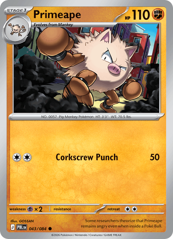 043/084 Primeape - Reverse Holo | Pokemon Pitch Black