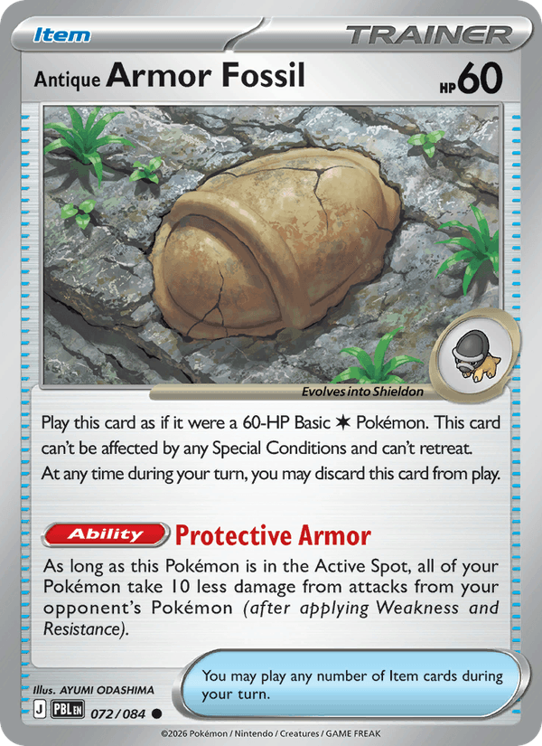 072/084 Antique Armor Fossil - Reverse Holo | Pokemon Pitch Black