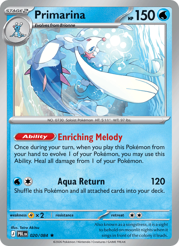 020/084 Primarina - Reverse Holo | Pokemon Pitch Black