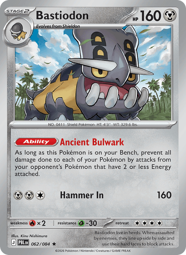 062/084 Bastiodon - Reverse Holo | Pokemon Pitch Black