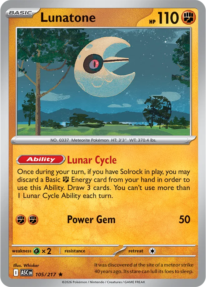 105/217 Lunatone - Holo | Pokemon Ascended Heroes