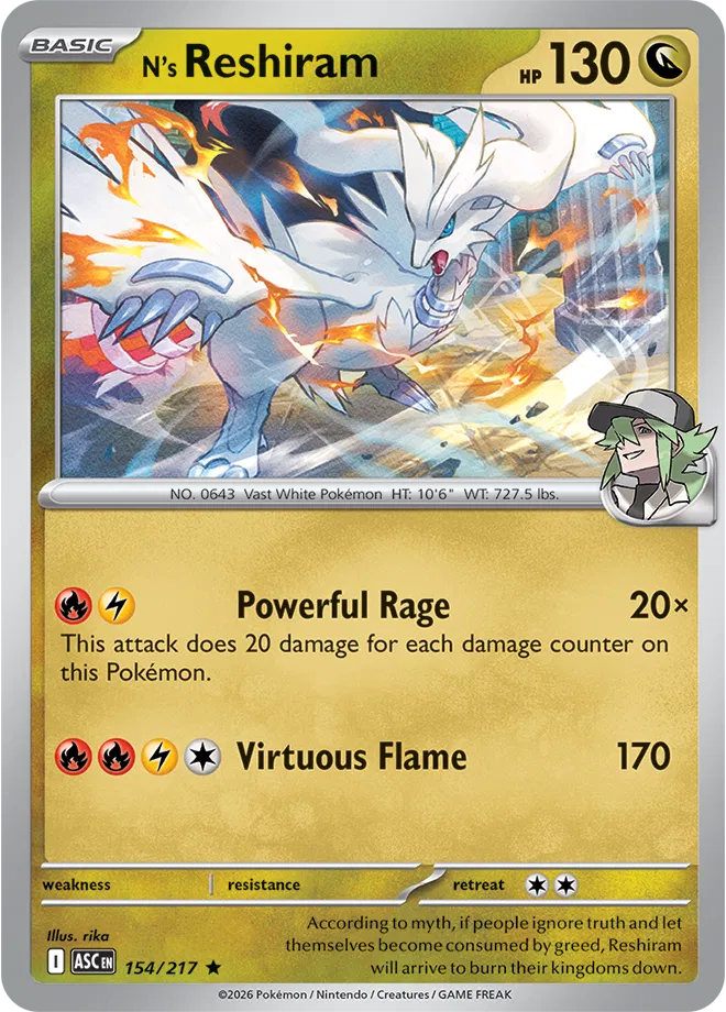 154/217 N's Reshiram - Holo | Pokemon Ascended Heroes