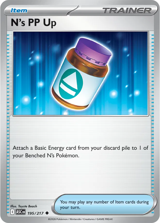 195/217 N's PP Up - Reverse Holo | Pokemon Ascended Heroes