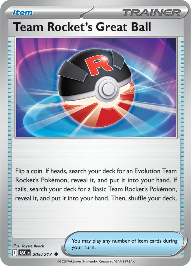 205/217 Team Rocket's Great Ball - Reverse Holo | Pokemon Ascended Heroes