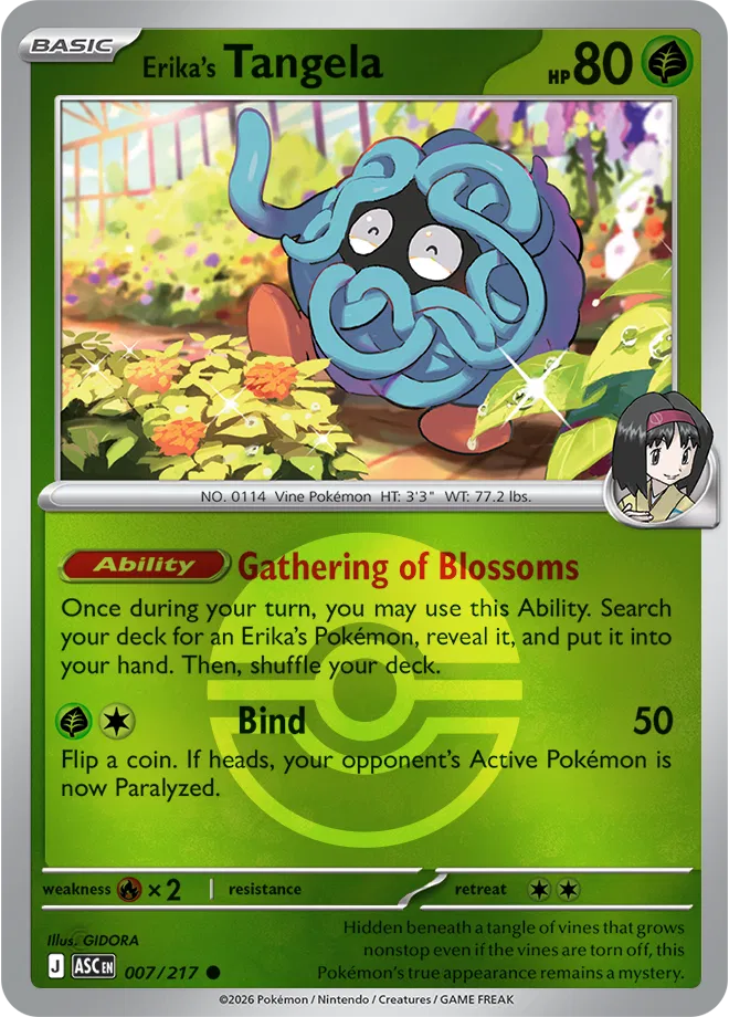 007/217 Erika's Tangela - Poke Ball Reverse Holo | Pokemon Ascended Heroes