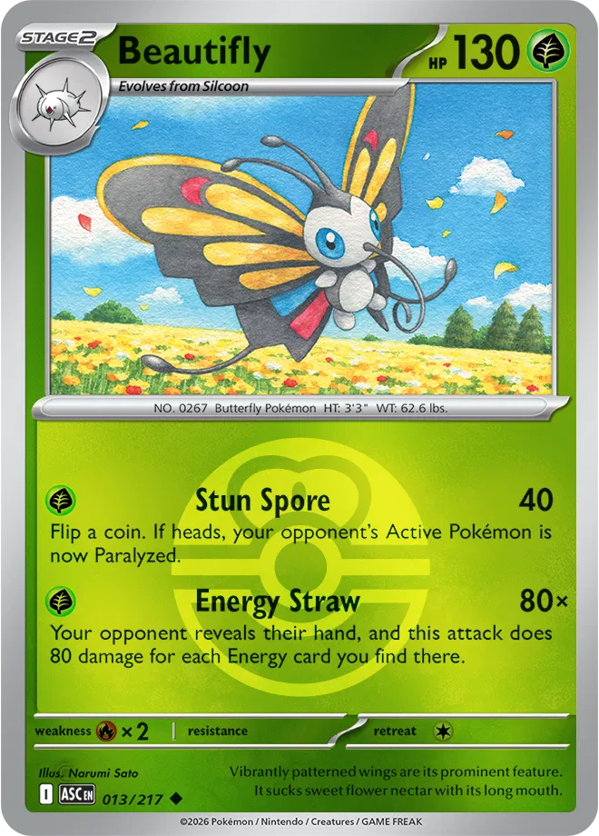 013/217 Beautifly - Love Ball Reverse Holo | Pokemon Ascended Heroes