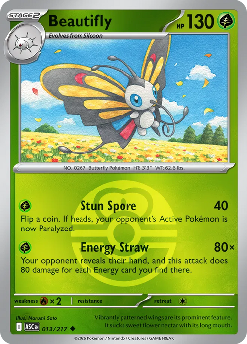 013/217 Beautifly - Love Ball Reverse Holo | Pokemon Ascended Heroes