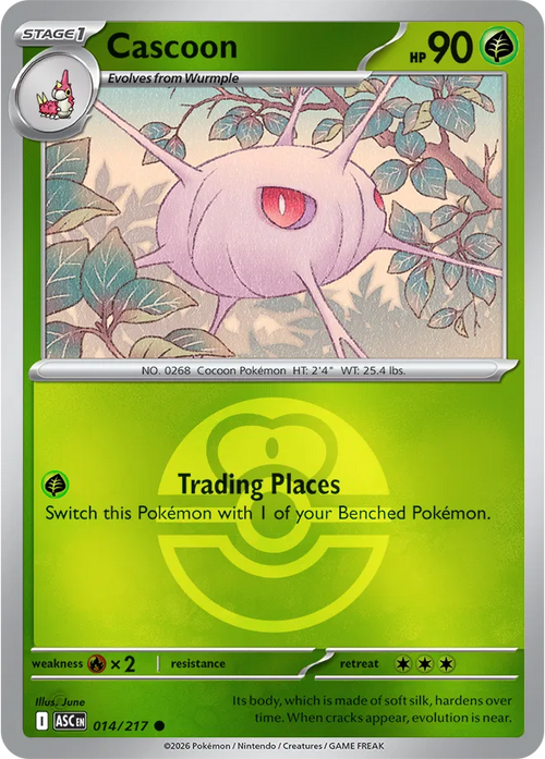 014/217 Cascoon - Love Ball Reverse Holo | Pokemon Ascended Heroes