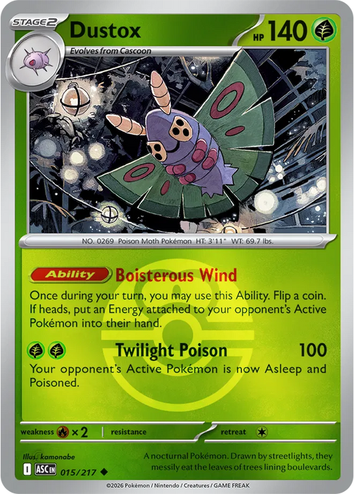 015/217 Dustox - Love Ball Reverse Holo | Pokemon Ascended Heroes