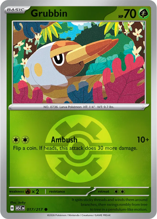 017/217 Grubbin - Quick Ball Reverse Holo | Pokemon Ascended Heroes