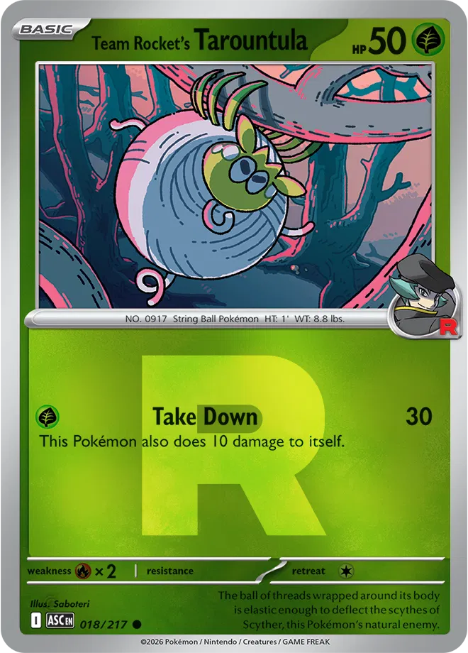 018/217 Team Rocket's Tarountula - Team Rocket R Reverse Holo | Pokemon Ascended Heroes