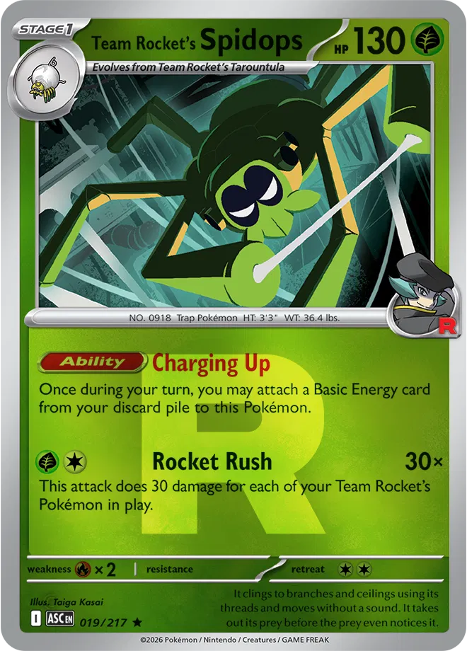019/217 Team Rocket's Spidops - Team Rocket R Reverse Holo | Pokemon Ascended Heroes