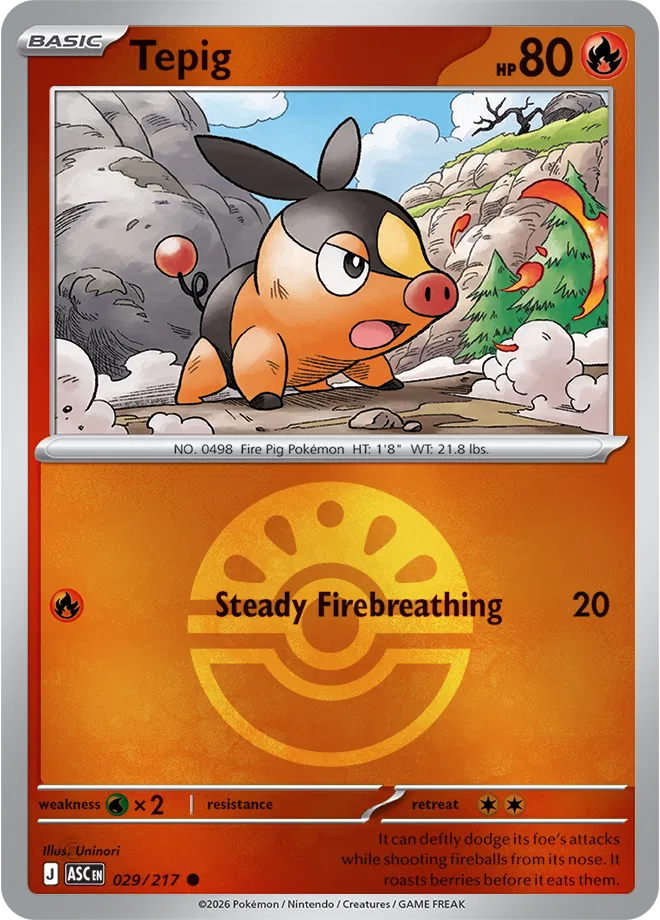 029/217 Tepig - Friend Ball Reverse Holo | Pokemon Ascended Heroes