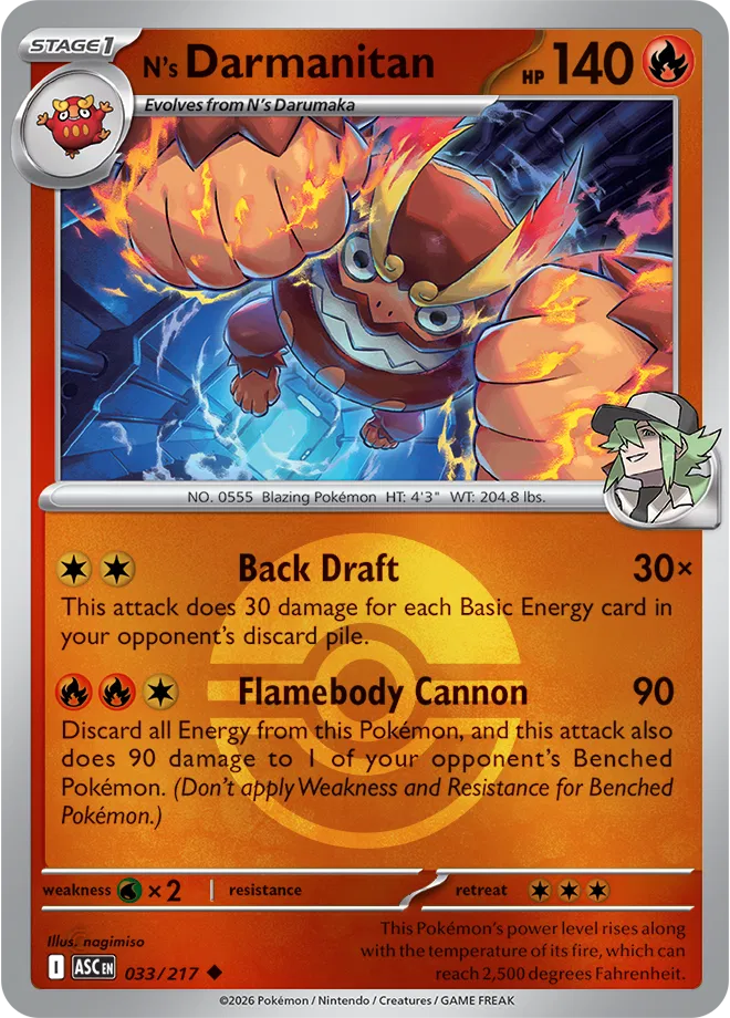 033/217 N's Darmanitan - Poke Ball Reverse Holo | Pokemon Ascended Heroes
