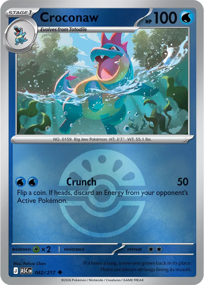 042/217 Croconaw - Friend Ball Reverse Holo | Pokemon Ascended Heroes