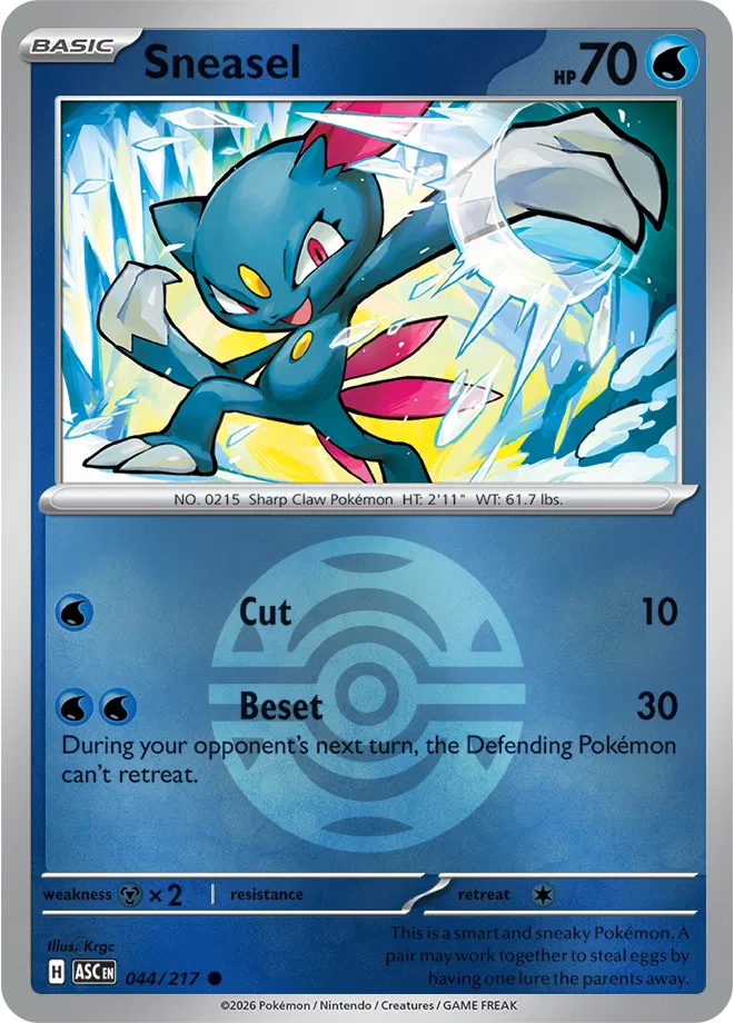044/217 Sneasel - Dusk Ball Reverse Holo | Pokemon Ascended Heroes