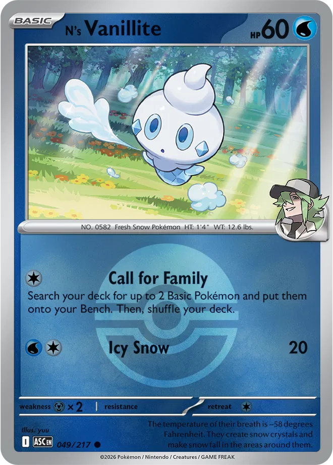 049/217 N's Vanillite - Poke Ball Reverse Holo | Pokemon Ascended Heroes