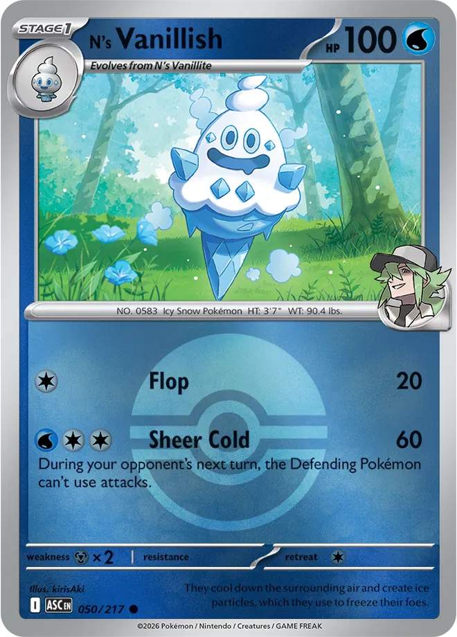 050/217 N's Vanillish - Poke Ball Reverse Holo | Pokemon Ascended Heroes