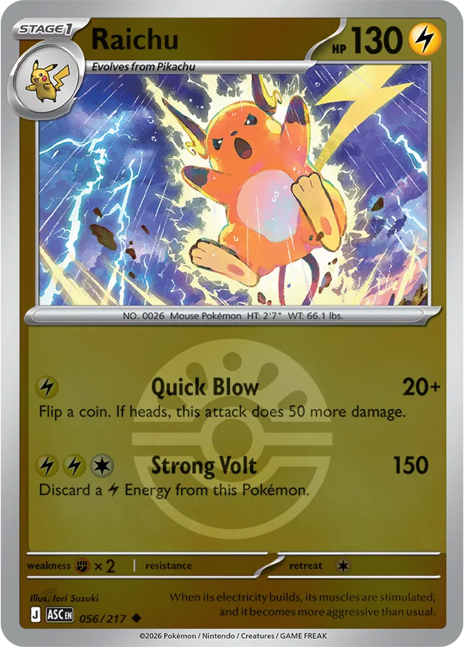 056/217 Raichu - Friend Ball Reverse Holo | Pokemon Ascended Heroes