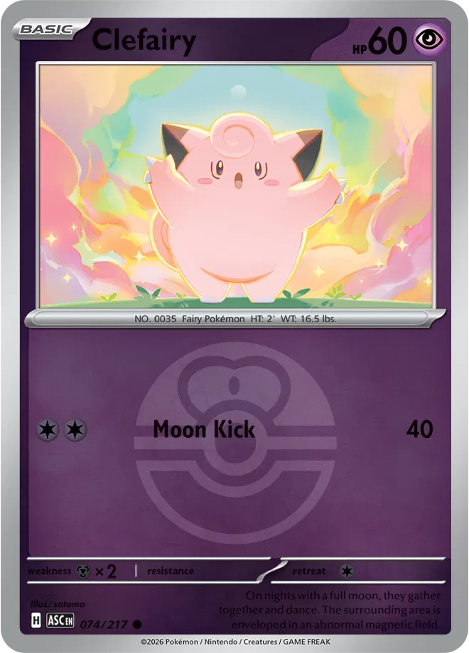 074/217 Clefairy - Love Ball Reverse Holo | Pokemon Ascended Heroes