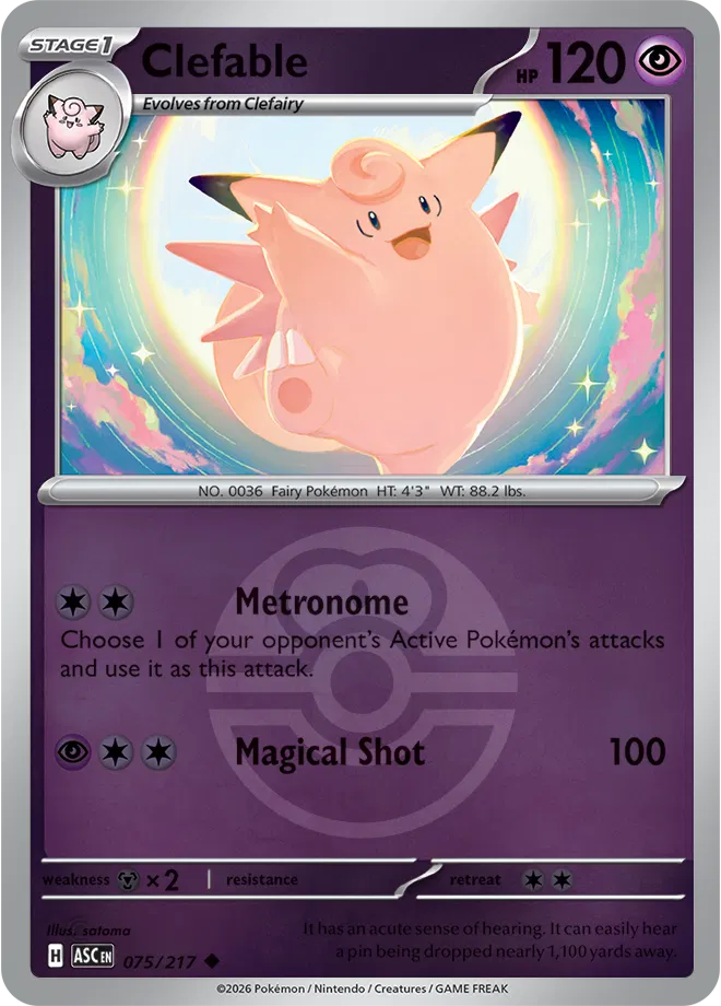 075/217 Clefable - Love Ball Reverse Holo | Pokemon Ascended Heroes