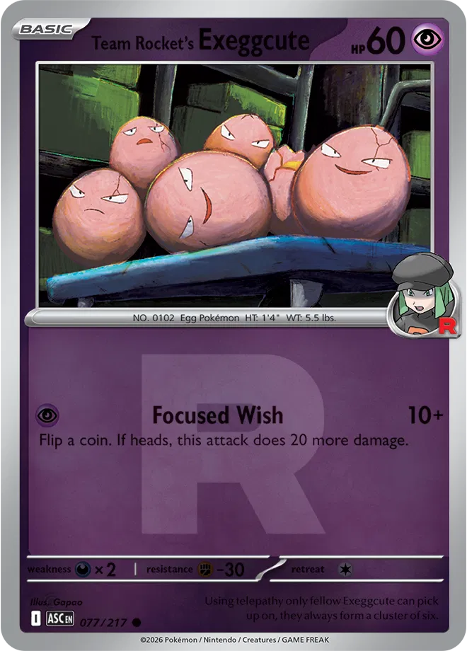077/217 Team Rocket's Exeggcute - Team Rocket R Reverse Holo | Pokemon Ascended Heroes