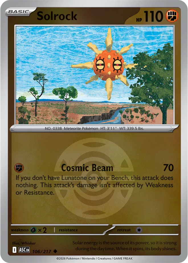 106/217 Solrock - Dusk Ball Reverse Holo | Pokemon Ascended Heroes
