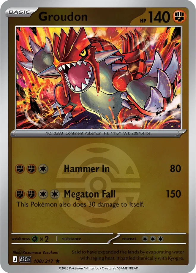 108/217 Groudon - Dusk Ball Reverse Holo | Pokemon Ascended Heroes