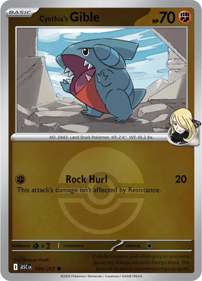 109/217 Cynthia's Gible - Poke Ball Reverse Holo | Pokemon Ascended Heroes