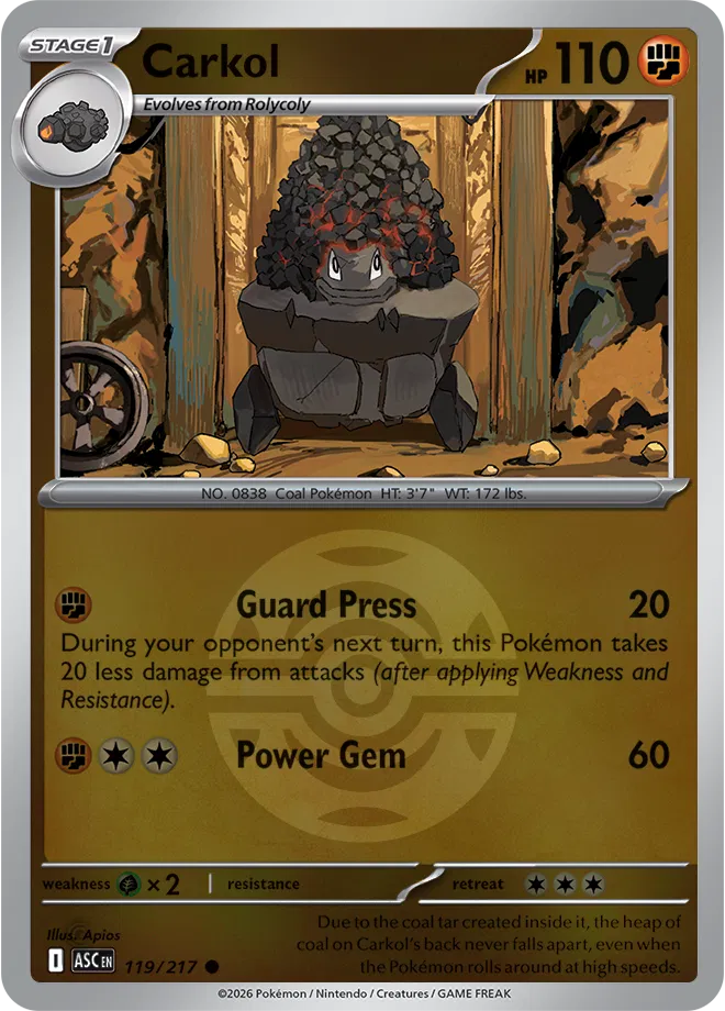 119/217 Carkol - Dusk Ball Reverse Holo | Pokemon Ascended Heroes