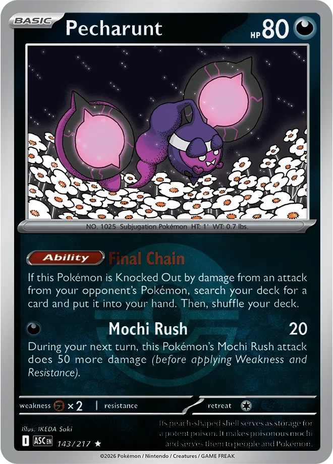 143/217 Pecharunt - Poke Ball Reverse Holo | Pokemon Ascended Heroes