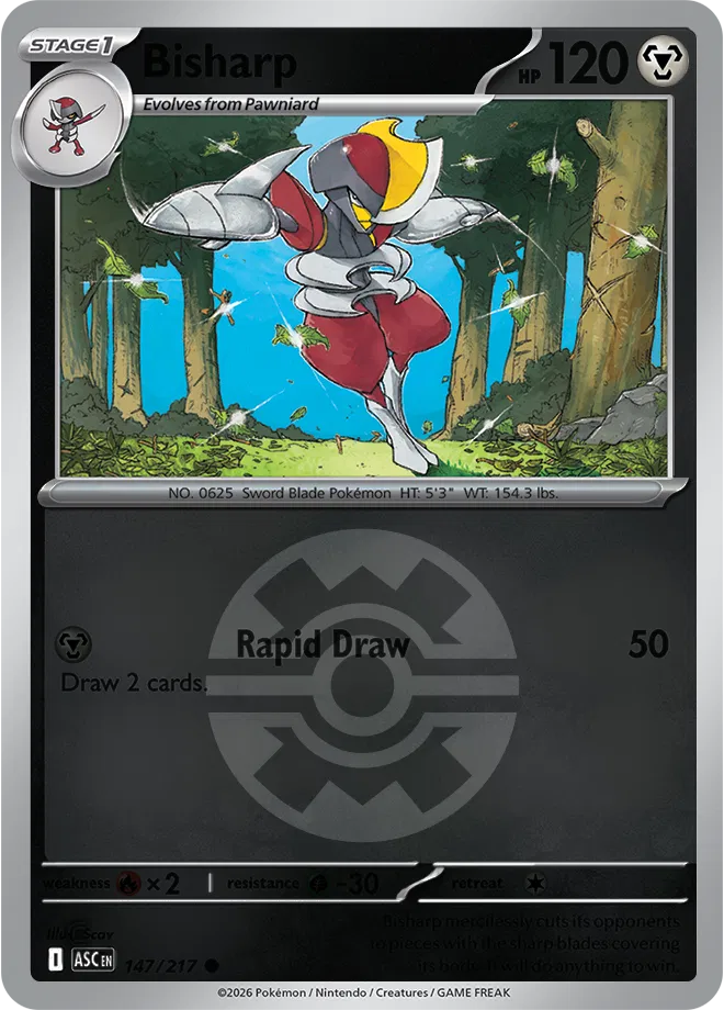 147/217 Bisharp - Quick Ball Reverse Holo | Pokemon Ascended Heroes