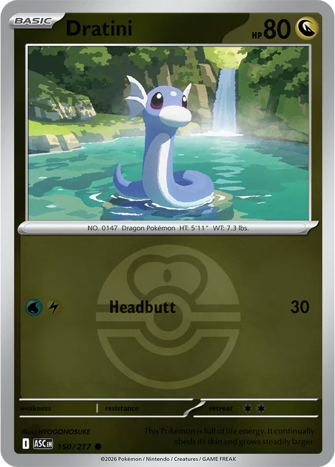150/217 Dratini - Love Ball Reverse Holo | Pokemon Ascended Heroes