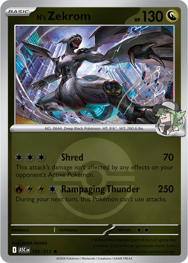 155/217 N's Zekrom - Poke Ball Reverse Holo | Pokemon Ascended Heroes