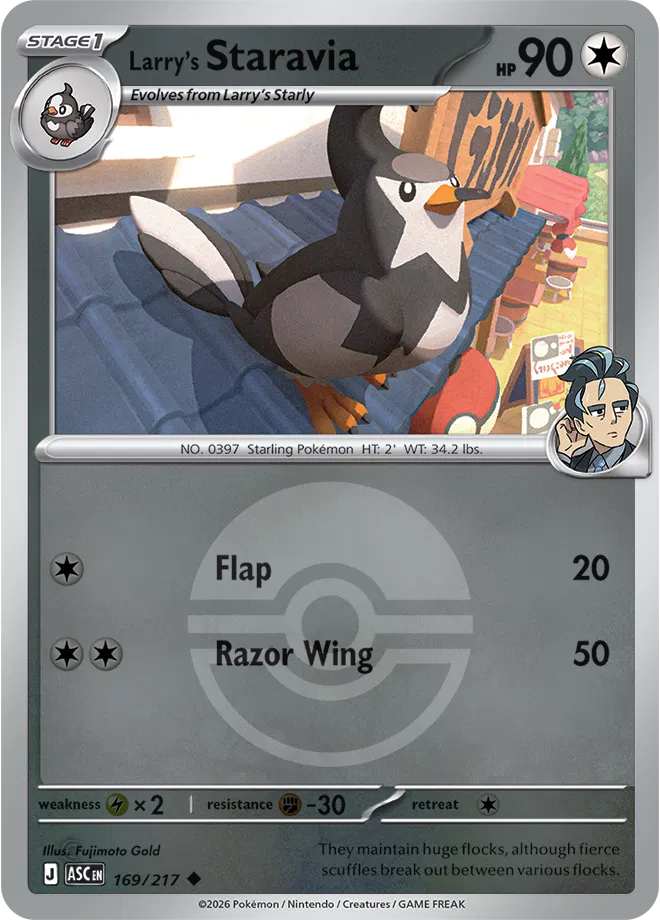169/217 Larry's Staravia - Poke Ball Reverse Holo | Pokemon Ascended Heroes