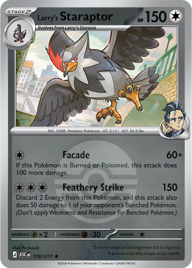 170/217 Larry's Staraptor - Poke Ball Reverse Holo | Pokemon Ascended Heroes