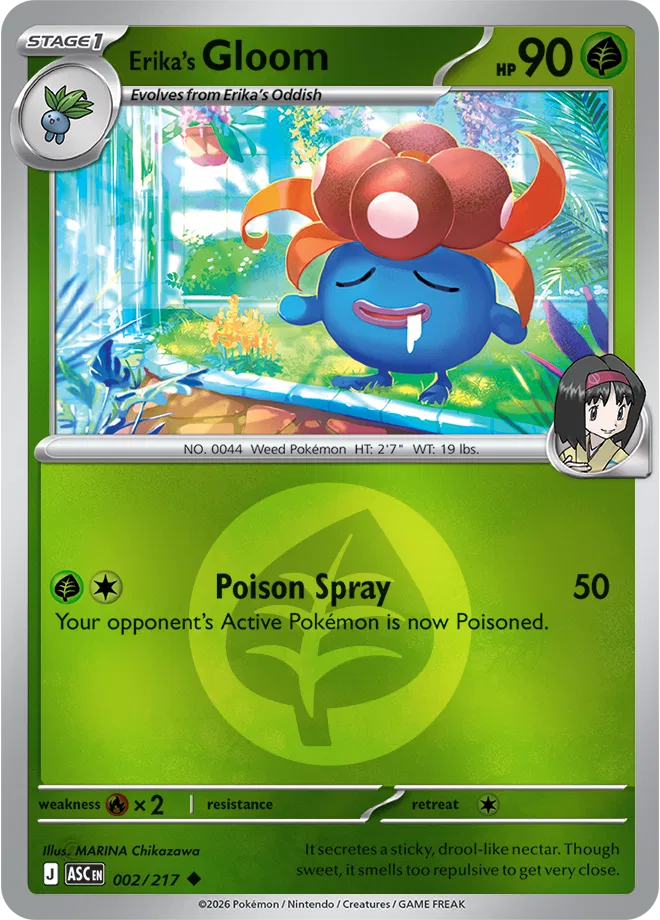 002/217 Erika's Gloom - Energy Symbol Reverse Holo | Pokemon Ascended Heroes